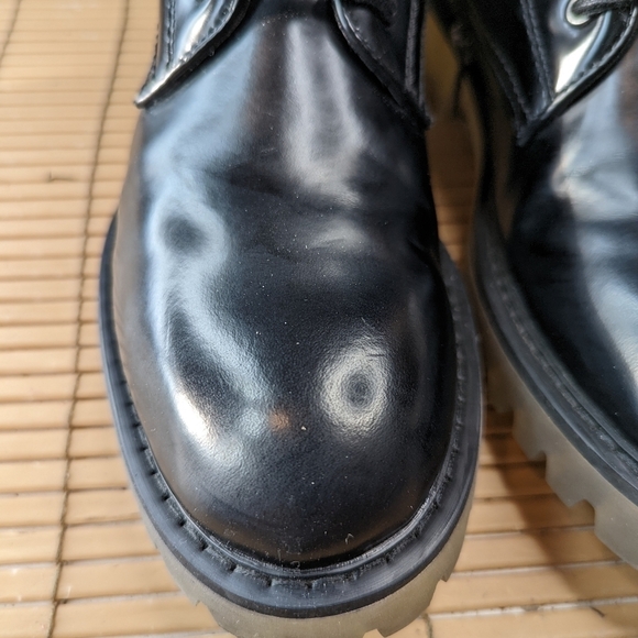 Steve Madden "Berlin" women's sz 7M boots. Black leather. Side zip and lace. Chu - Picture 8 of 11